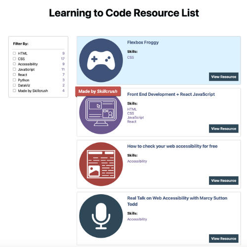 preview of resource list