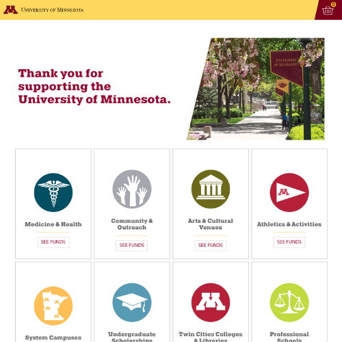 preview of the University of Minnesota's online giving tool