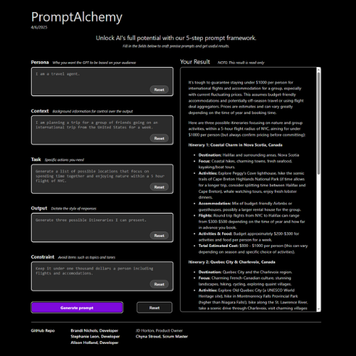 preview of PromptAlchemy app